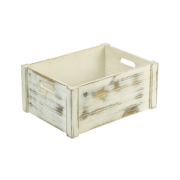 [BC-NWDC-4130W] Genware White Wash Wooden Crate 41 x 30 x 18cm
