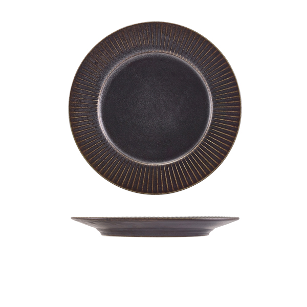 Terra Porcelain Black Fluted Winged Plate 21cm (Pack of 6)