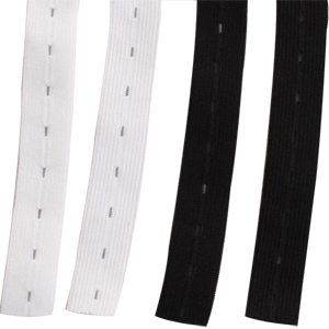 Button Strip Elastic White (Black)