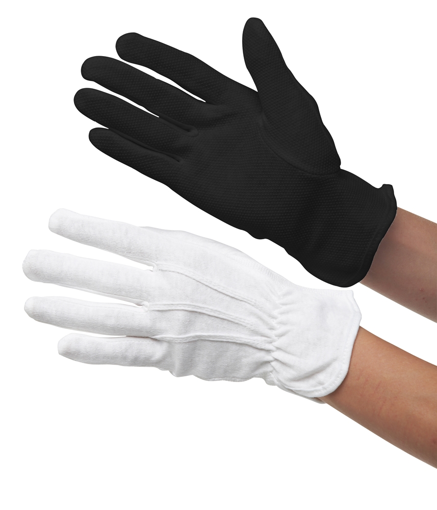 Rubber Grip Cotton Gloves (Black, M)