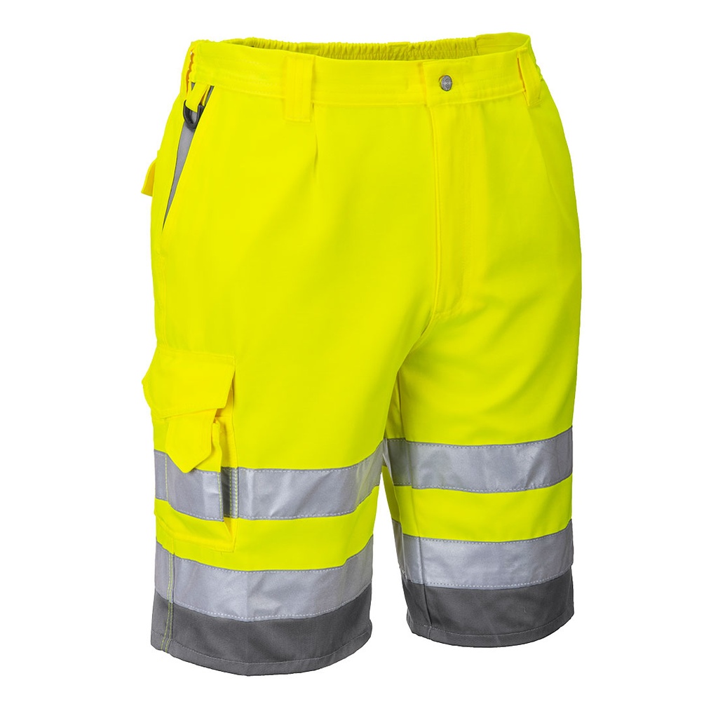 Portwest Hi-Vis Poly-cotton Shorts (Yellow/Grey, S)