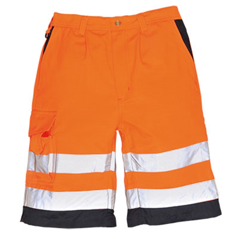 Portwest Hi-Vis Poly-cotton Shorts (Yellow/Grey, S)