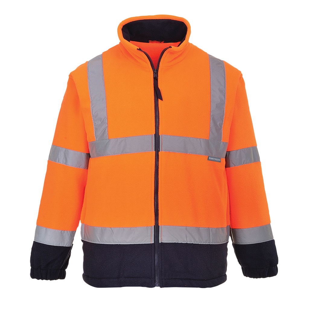 [F301ONRS] Hi-Vis Contrast Fleece (Orange/Navy, S)