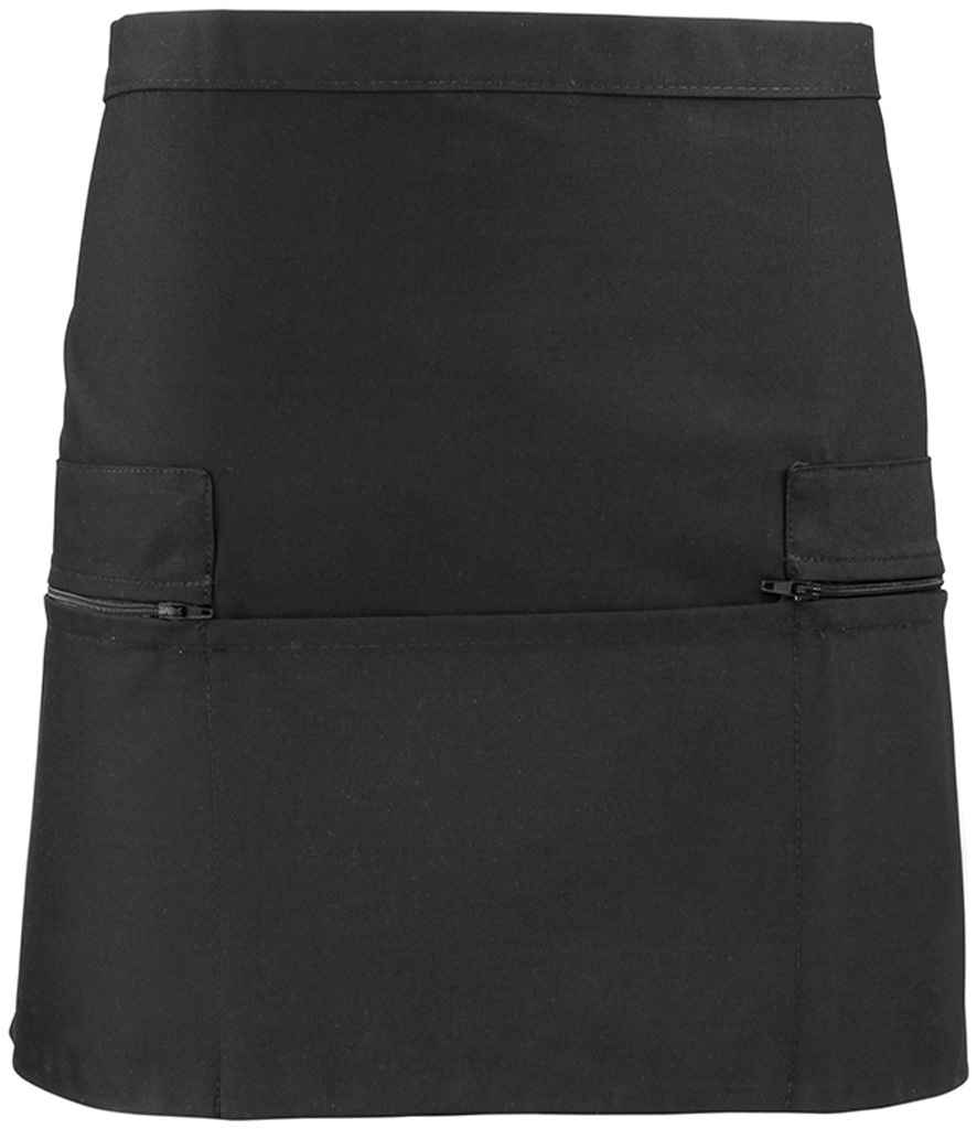 [PR105 BLK ONE] Premier Zip Pocket Waist Apron