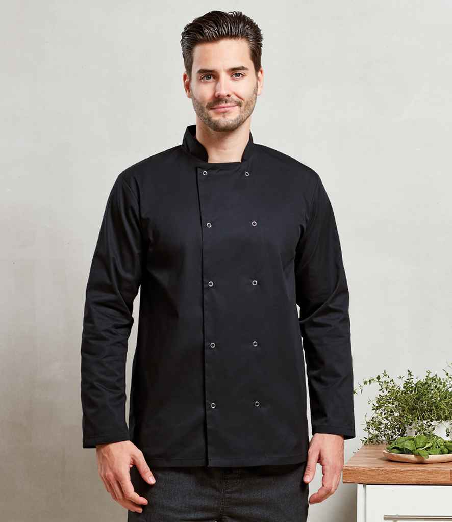 [PR665] Premier Unisex Long Sleeve Stud Front Chef's Jacket