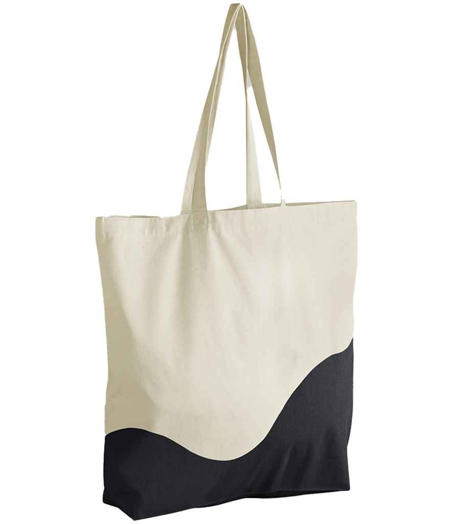 [W235 NT/BK ONE] Westford Mill Organic Cotton Wave Print Maxi Tote Bag