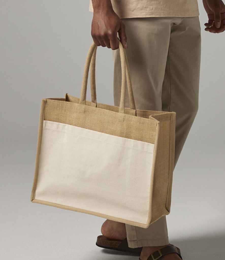 [W480] Westford Mill Cotton Pocket Natural Starched Jute Shopper
