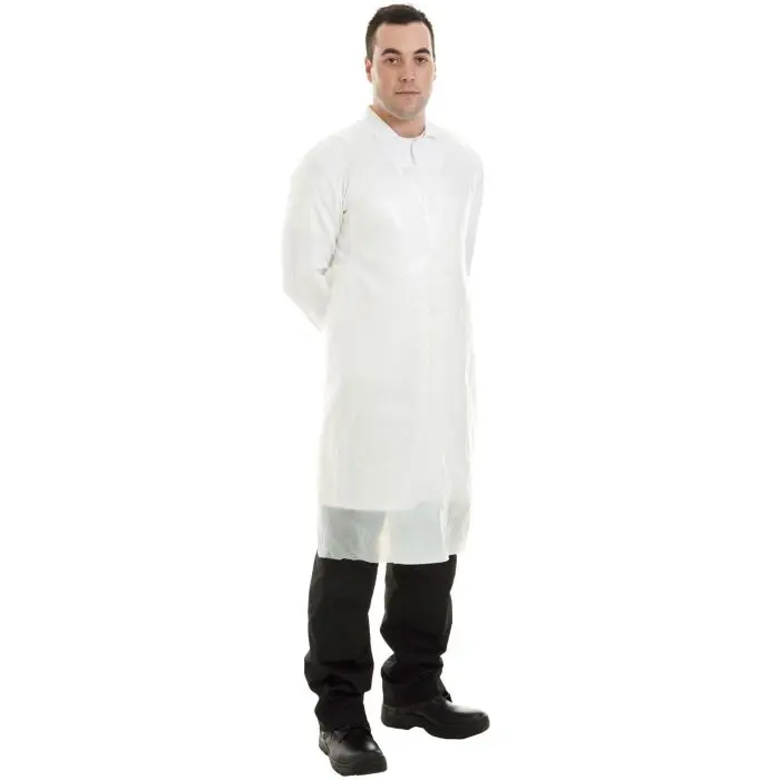 [40201] White Disposable Aprons, 69 X 107cm (100 Pack)