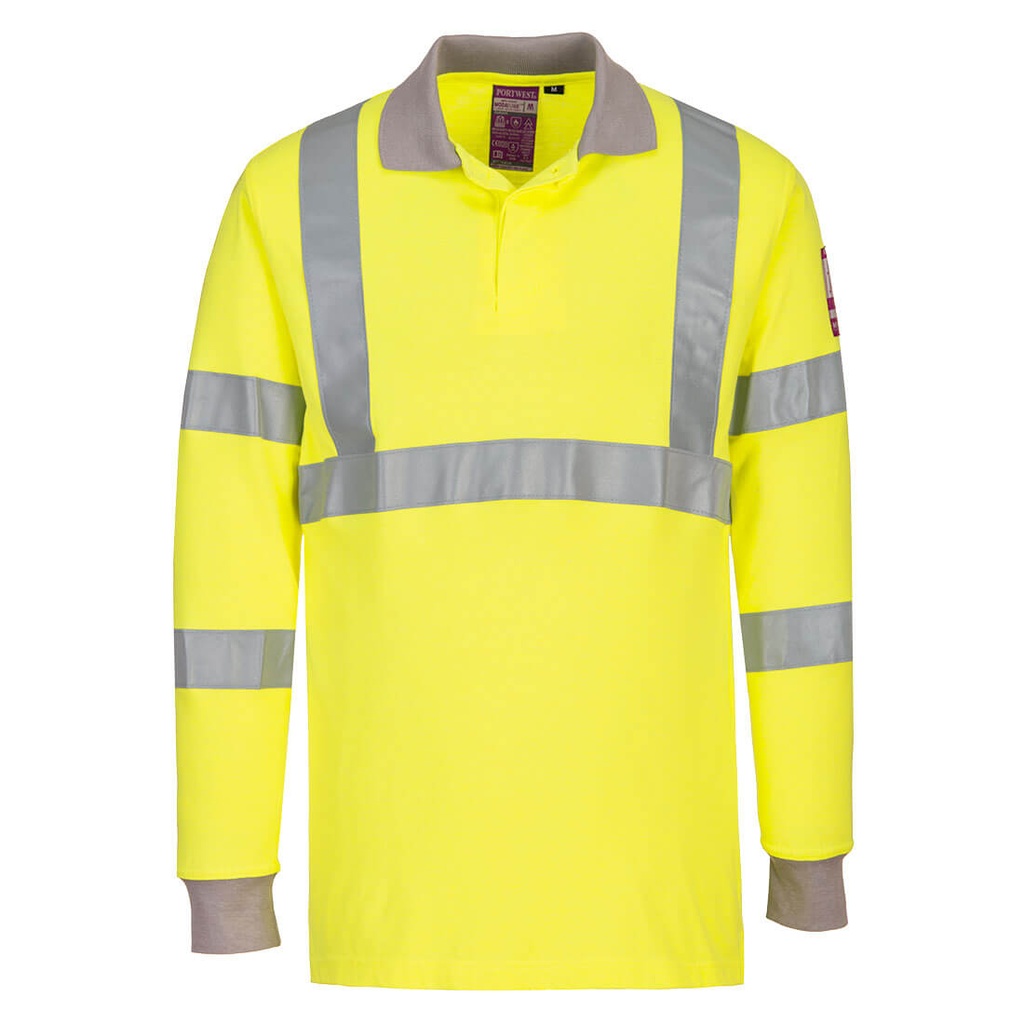 [FR77YERS] Modaflame Knit Hi-Vis FR Long Sleeve Polo Shirt (S)
