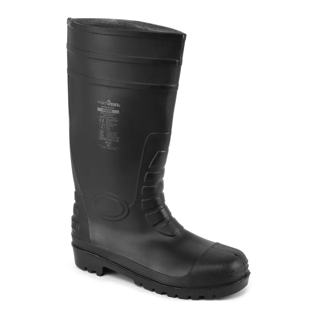 [FW95BKR3] Steel PVC Wellington S5 FO CI (Black, 3)