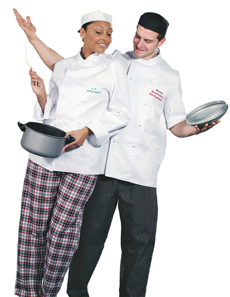 Chef Jacket L/S 50/50  Stud Bt (XS (32-34))