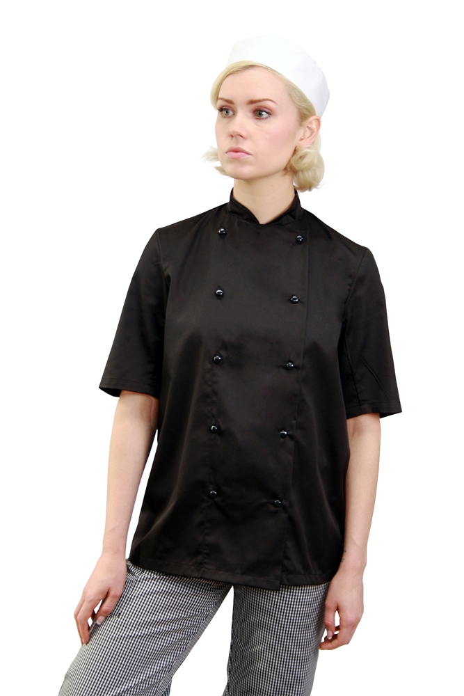AFD Chef Jacket Black Stud Button (XS (32-34))