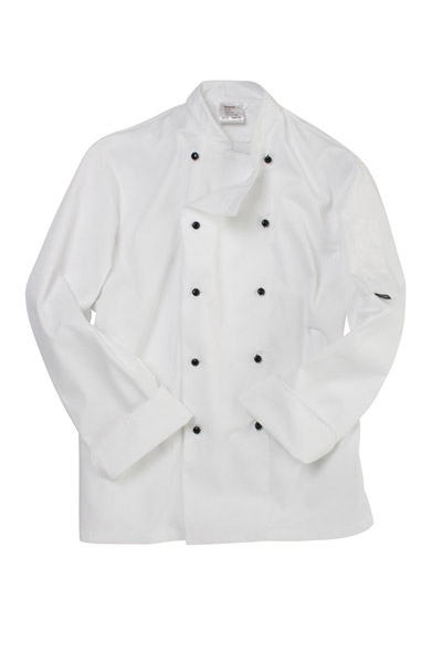 Chef Jacket L/S   Blk Stud Btn (Black, XS (32-34))