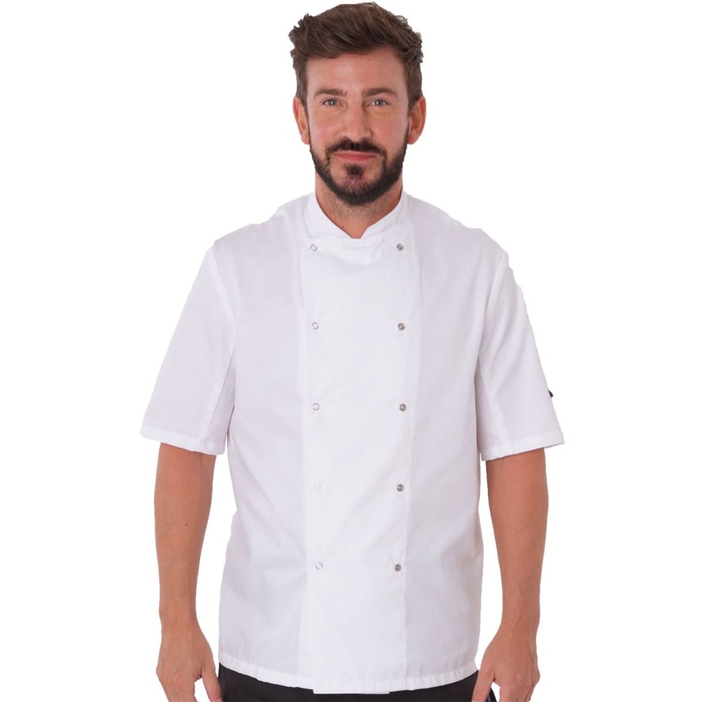 Chef Jacket L/W S/S Press Stud (Black, XXS)
