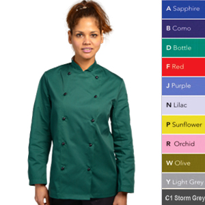 Chef Jacket Stud Btn T/Colour (Royal, XS (32-34))