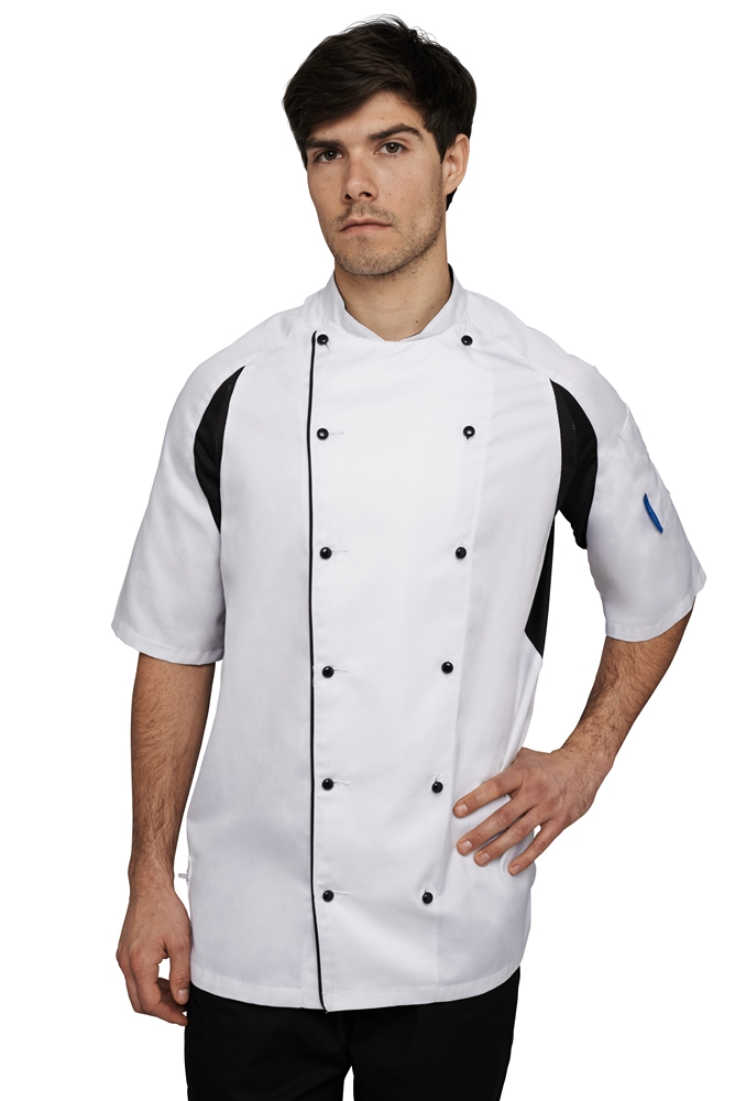 Dennys Le Chef white chefs jacket/black panels (DE11AH) (XS (32-34))