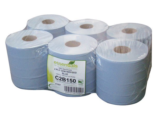 [P-CFSB2JB] 2 ply Blue Centre Feed (6 x 150m rolls)