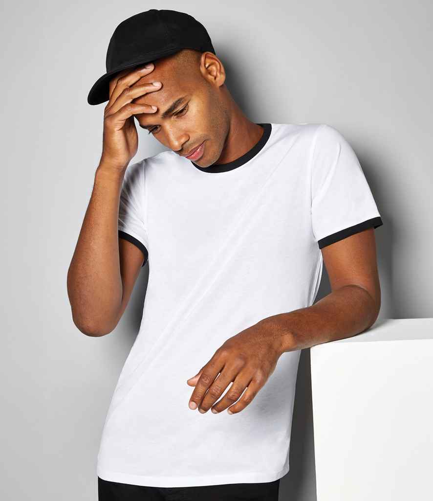 Kustom Kit Fashion Fit Ringer T-Shirt (Light Grey Marl/Black, XS)