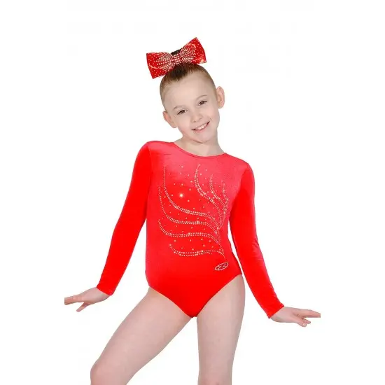 Tiara Crystal Motif Long Sleeved Leotard
