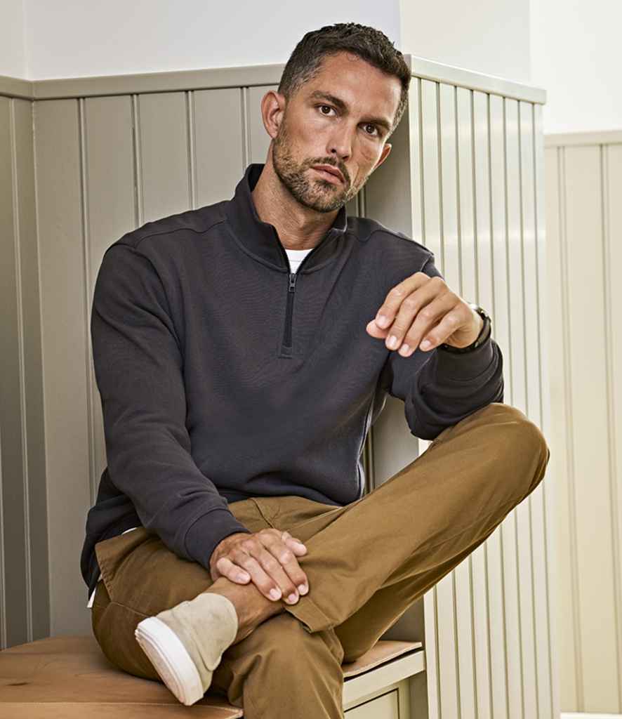 [T5506 BLK S] Tee Jays Ribbed Interlock Half Zip Sweatshirt (Black, S)