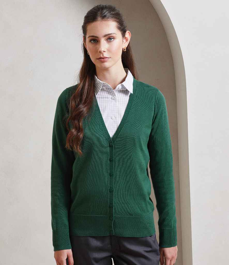 [PR697 BLK 8] Premier Ladies Cotton Acrylic V Neck Cardigan (8)