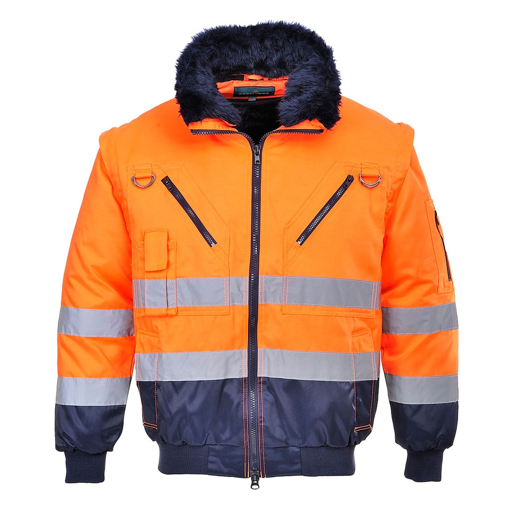 [PJ50ONRS] Hi-Vis 3-in-1 Contrast Pilot Jacket (Orange/Navy, S)