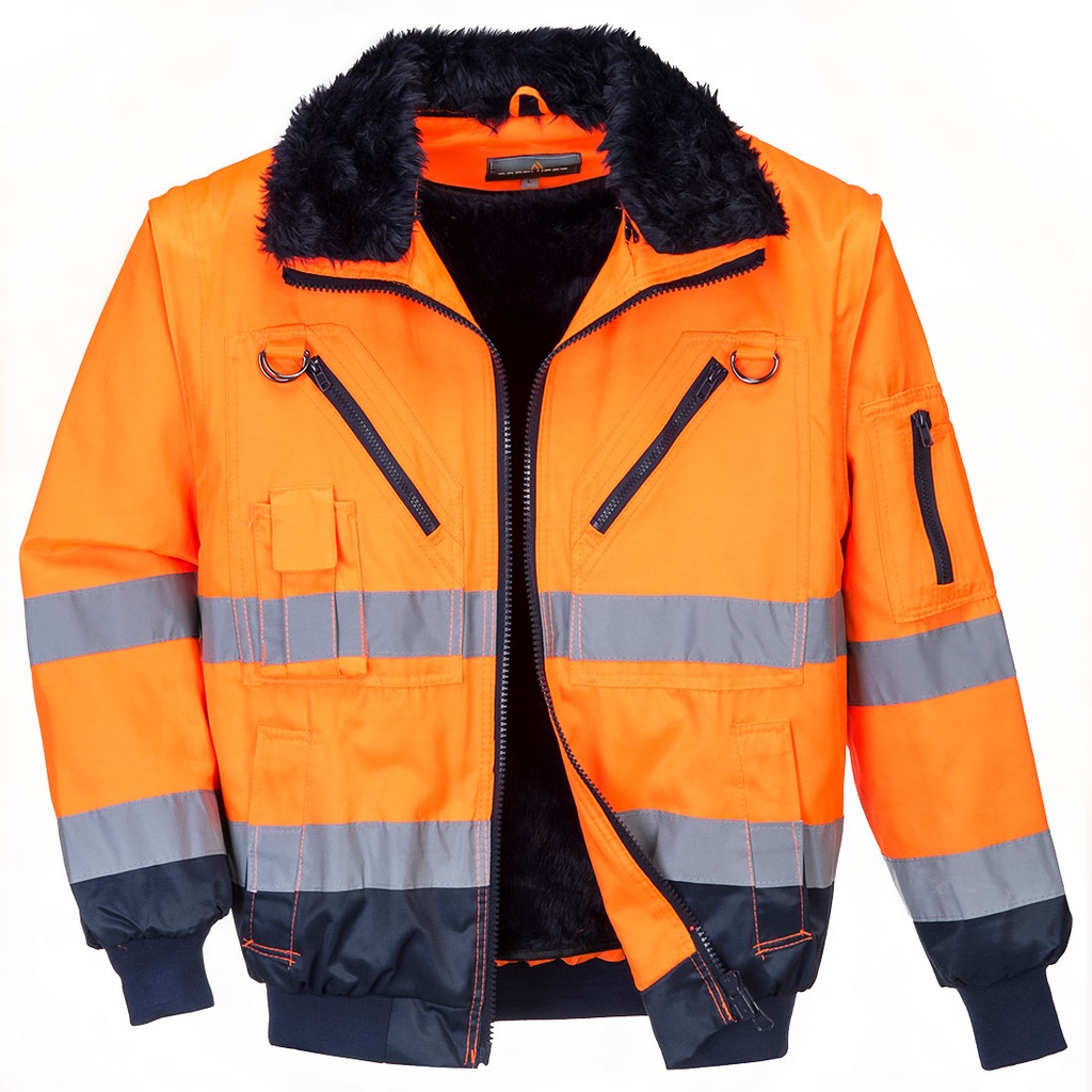 [PJ50ONRS] Hi-Vis 3-in-1 Contrast Pilot Jacket (Orange/Navy, S)