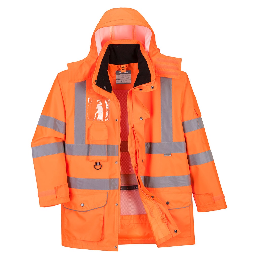 [RT27ORRS] Hi-Vis Breathable 7-in-1 Traffic Jacket (S)