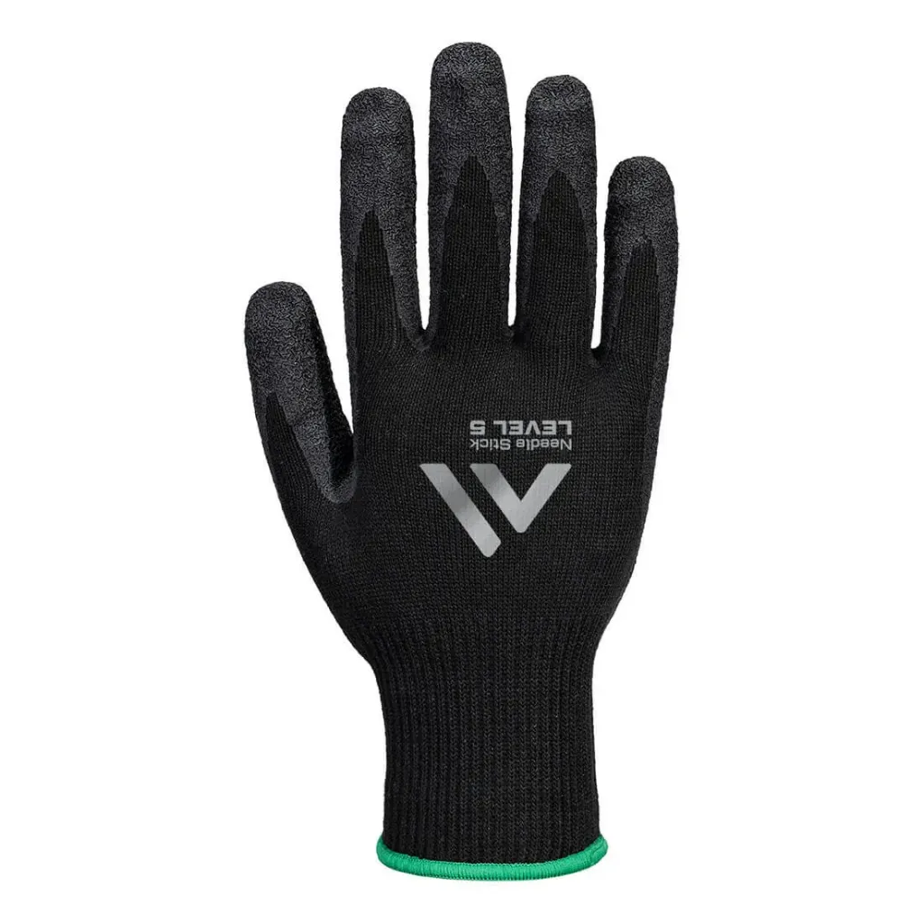 Needle Resistant F10 Latex Crinkle Glove Black
