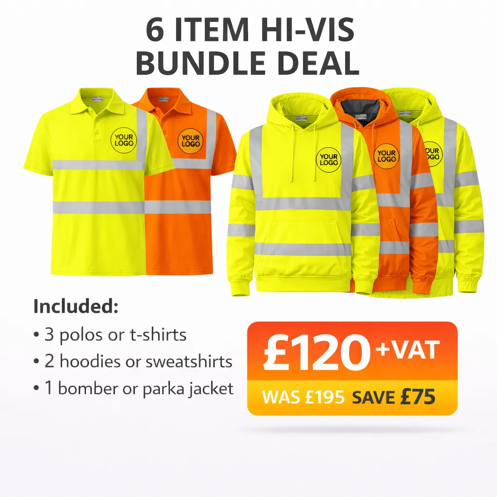 6 item HiVis Printed Workwear Bundle (Fluorescent Yellow, Yes)