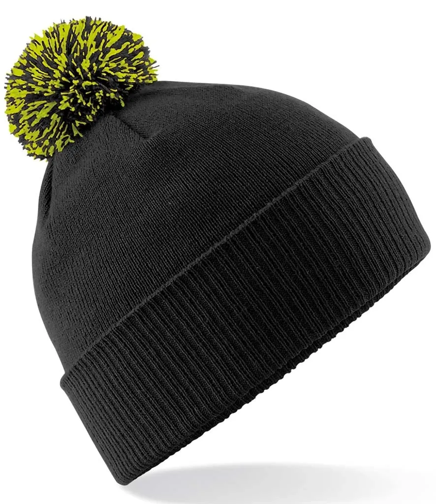 Beechfield Snowstar Beanie x 24 (Black/Lime Green)