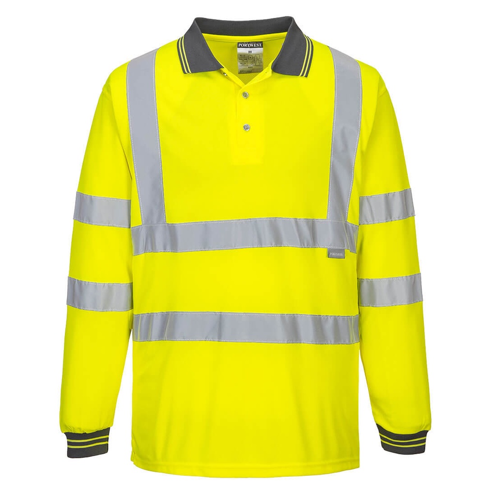 [S277YERS] Hi-Vis Polo Shirt L/S (Yellow, S)