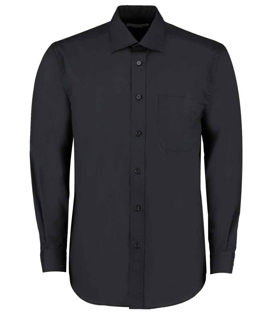 [K104 BLK 14.5] Kustom Kit Long Sleeve Classic Fit Business Shirt (14.5, Black)