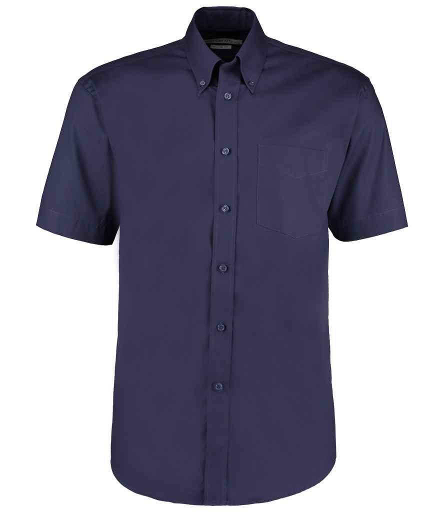 [K109 MNV 14.5] Kustom Kit Premium Short Sleeve Classic Fit Oxford Shirt (Midnight Navy, 14.5)