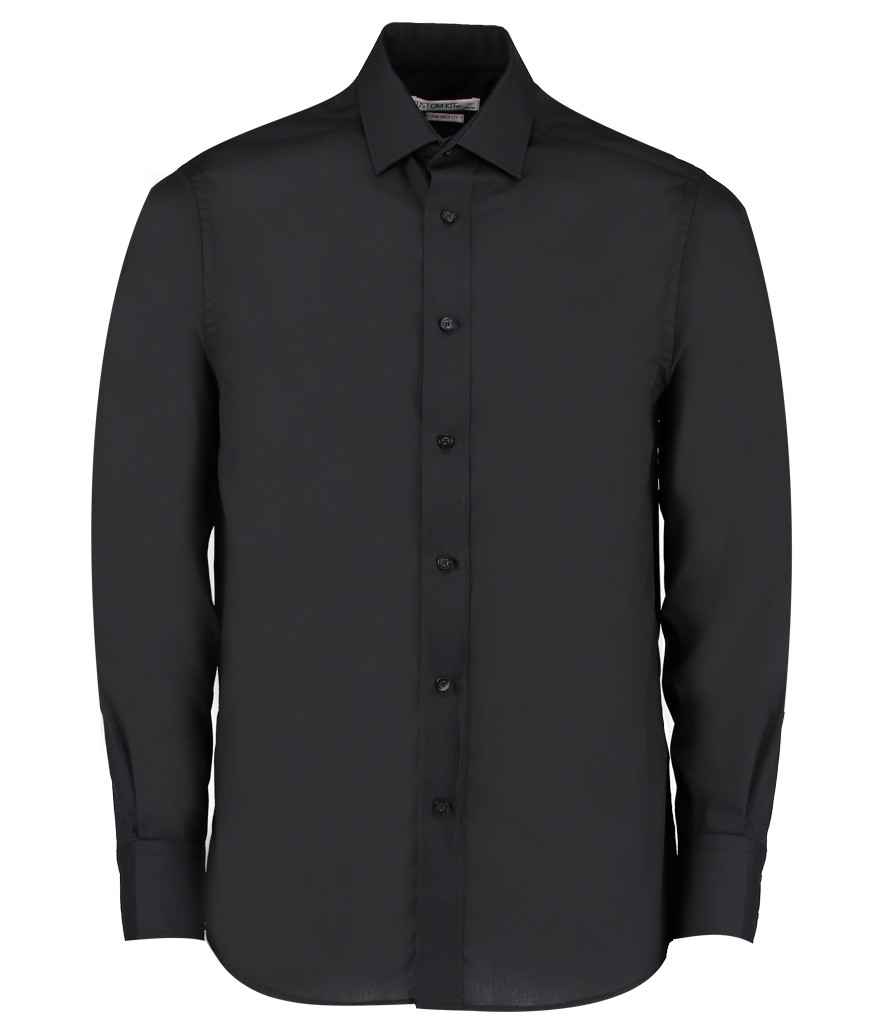 [K131 BLK 14.5] Kustom Kit Long Sleeve Tailored Business Shirt (14.5, Black)