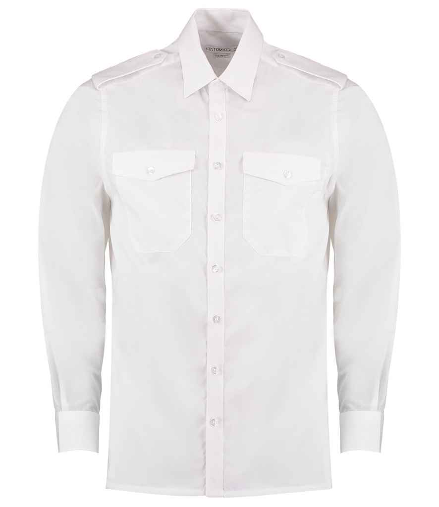 [K134 WHI 14.5] Kustom Kit Long Sleeve Tailored Pilot Shirt (14.5)