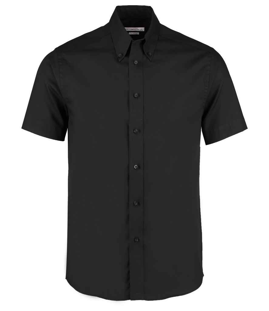 Kustom Kit Premium Short Sleeve Tailored Oxford Shirt (13.5, Black)