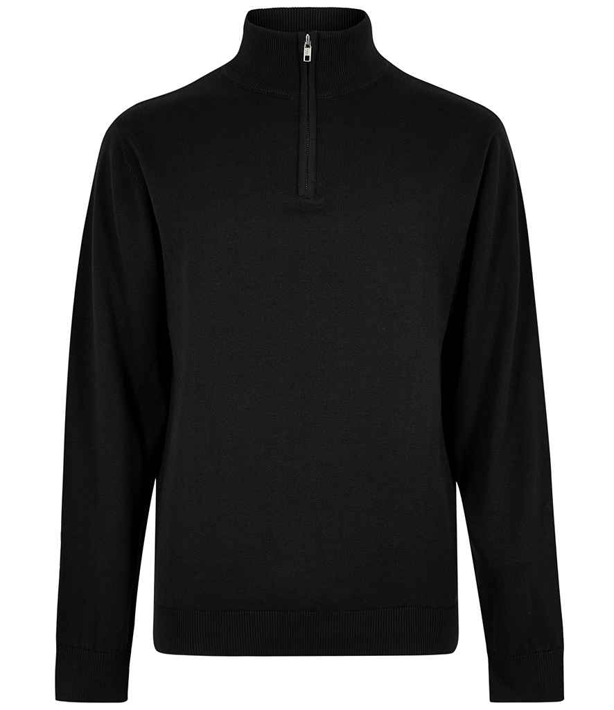 [K254 BLK XS] Kustom Kit Regular Fit Arundel 1/4 Zip Sweater (XS, Black)