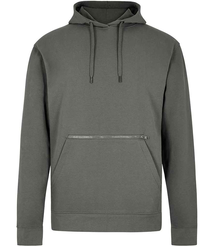[K338 DGY S] Kustom Kit Regular Fit Piqué Zipped Pocket Hoodie (S, Dark Grey)