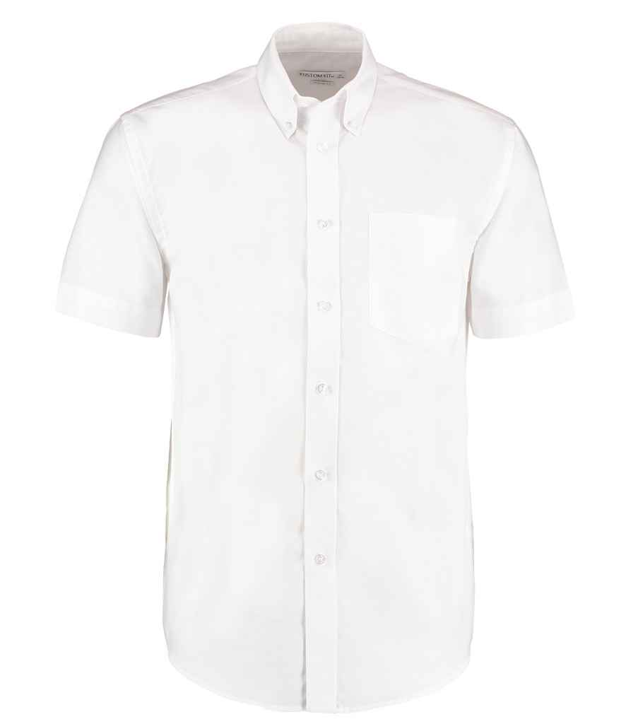 [K350 WHI 13.5] Kustom Kit Short Sleeve Classic Fit Workwear Oxford Shirt (13.5, White)