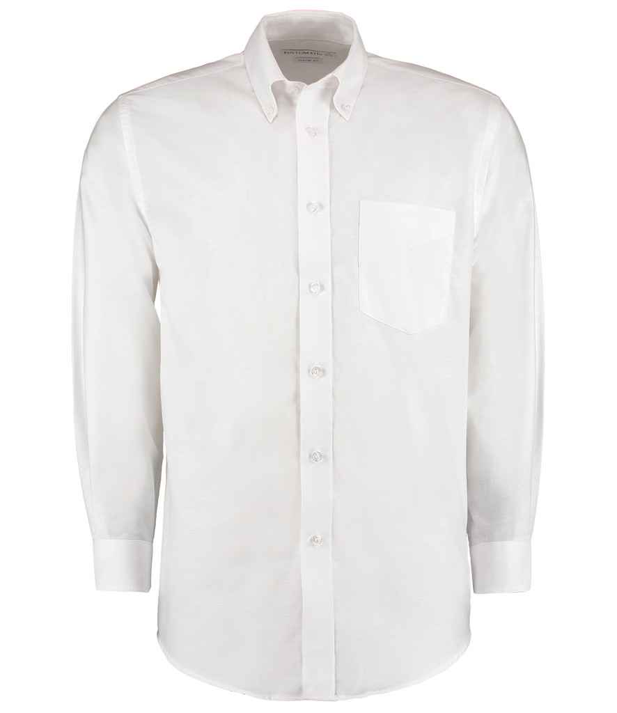 [K351 WHI 13.5] Kustom Kit Long Sleeve Classic Fit Workwear Oxford Shirt (13.5, White)