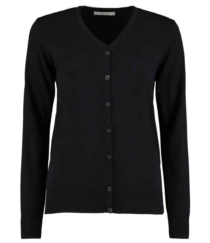 [K354 BLK 6] K354 Kustom Kit Ladies Arundel Cotton Acrylic V Neck Cardigan (Black, 6)