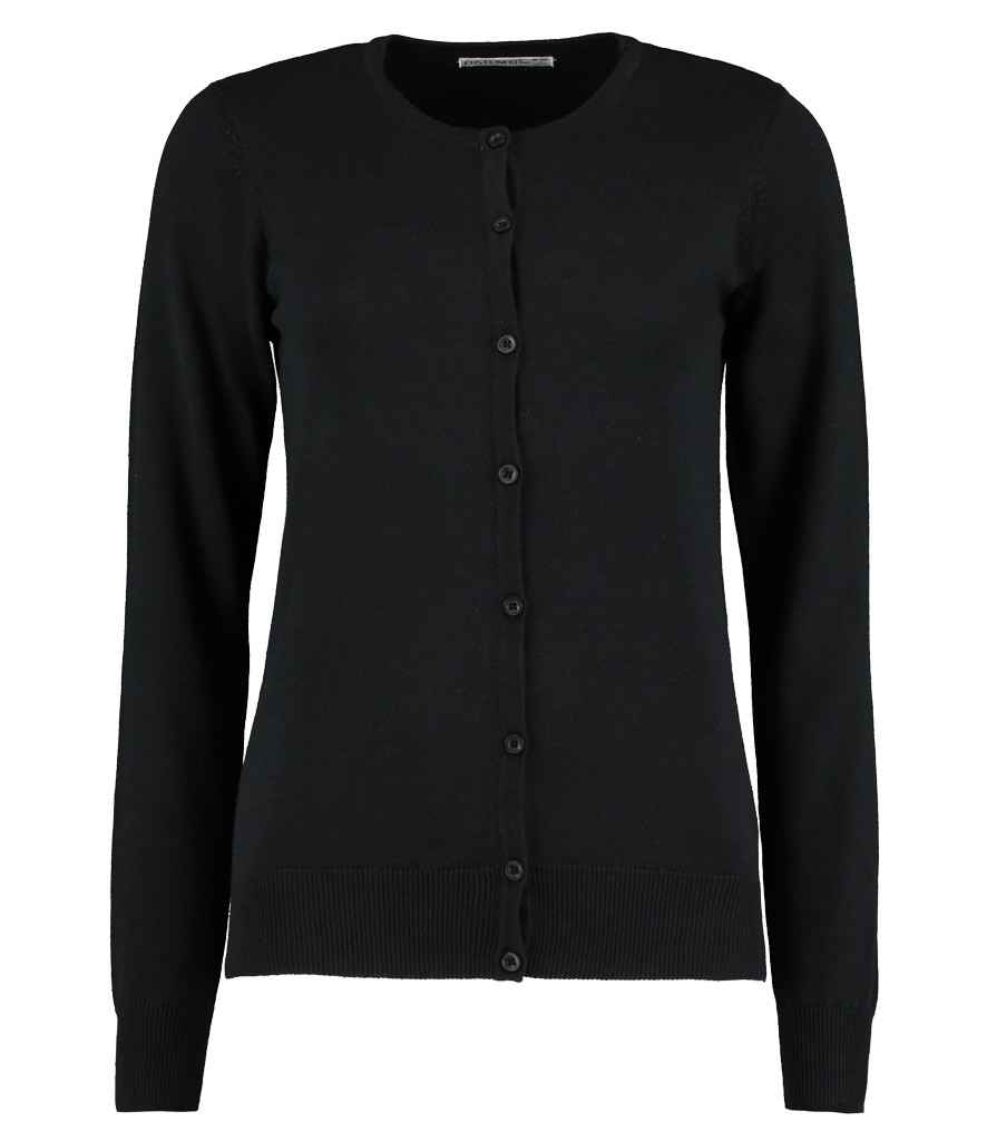 [K355 BLK 6] Kustom Kit Ladies Arundel Round Neck Cardigan (6, Black)