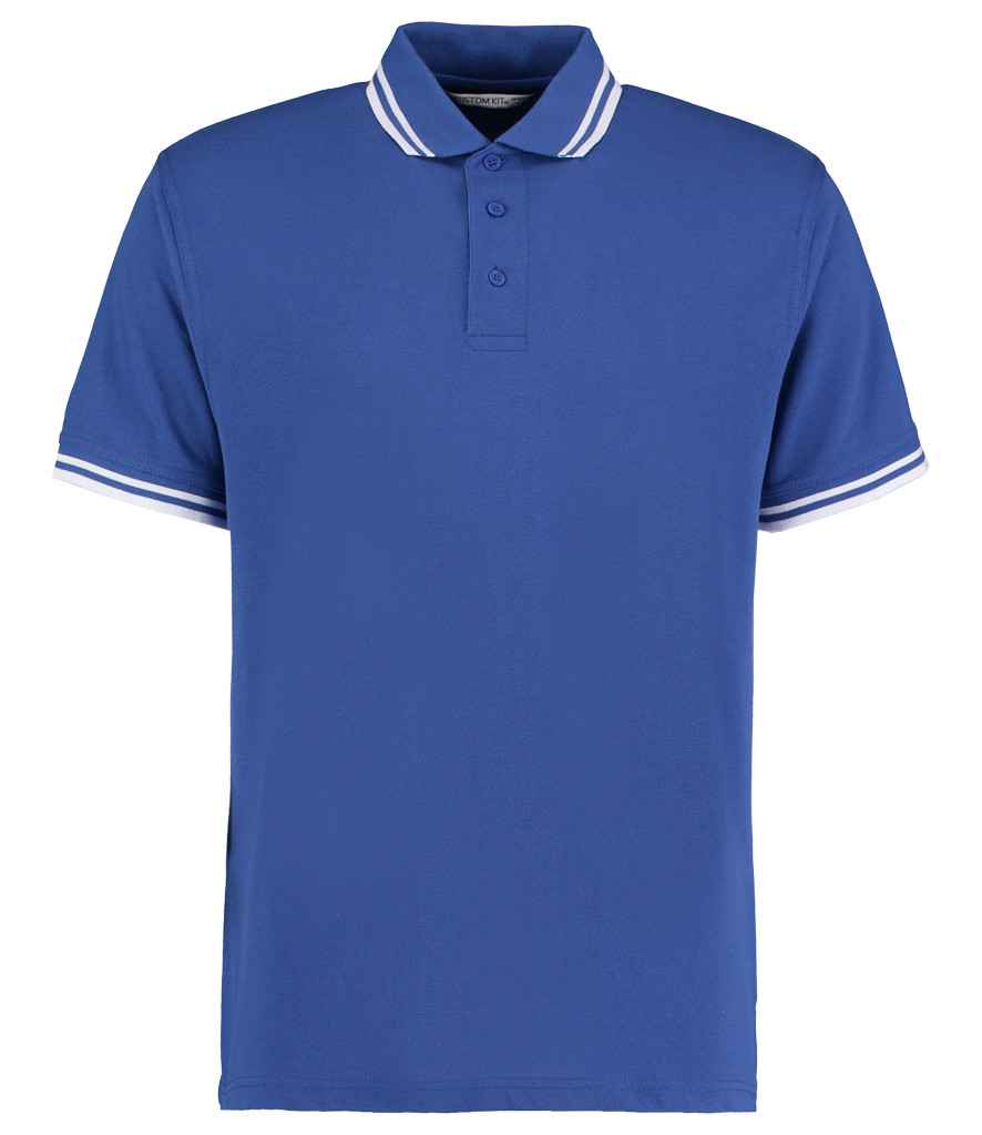 [K409 RY/WH S] Kustom Kit Contrast Tipped Poly/Cotton Piqué Polo Shirt (S, Royal Blue/White)