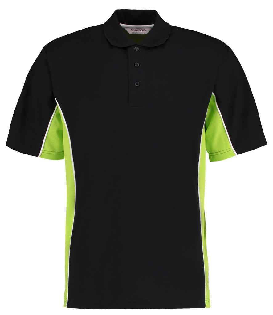 [K475 BK/LM XXS] Kustom Kit Track Poly/Cotton Piqué Polo Shirt (XXS, Black/Lime Green)