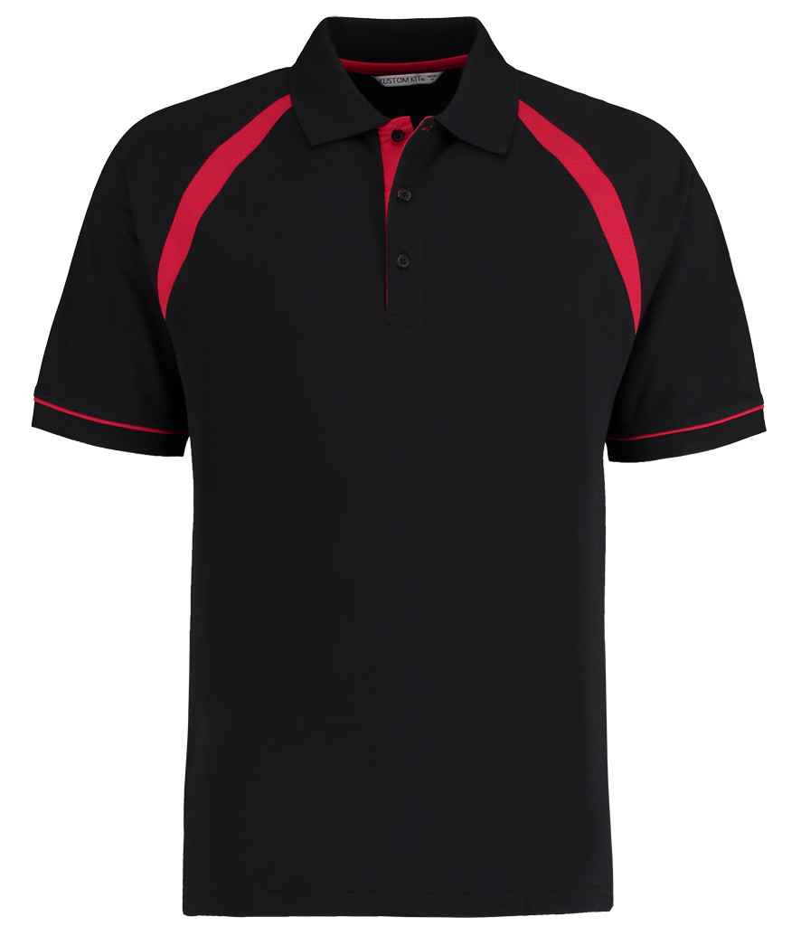 [K615 B/BRE S] Kustom Kit Oak Hill Cotton Piqué Polo Shirt (S, Black/Bright Red)