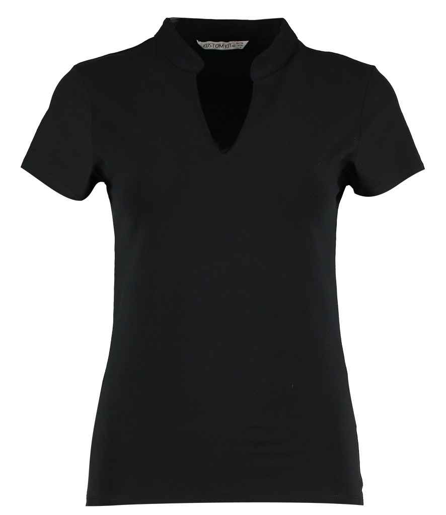 [K770 BLK 8/10] Kustom Kit Ladies V Neck Corporate Top (8/10, Black)