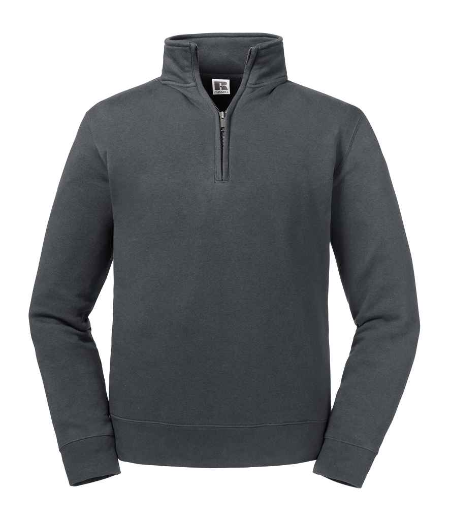 [270M CVY XS] Russell Authentic Zip Neck Sweatshirt (XS, Convoy Grey)