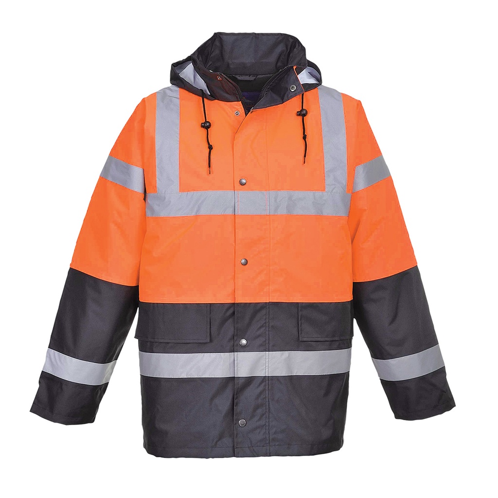 [S467ORRXS] Hi-Vis Contrast Winter Traffic Jacket (Orange, XS)