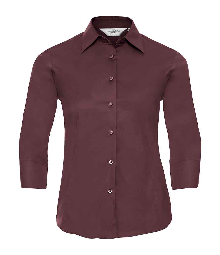 [946F PRT XS] Russell Collection Ladies 3/4 Sleeve Easy Care Fitted Shirt (XS, Port)